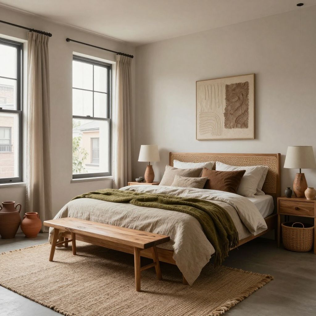 Rustic bedroom ideas earth tone layered room