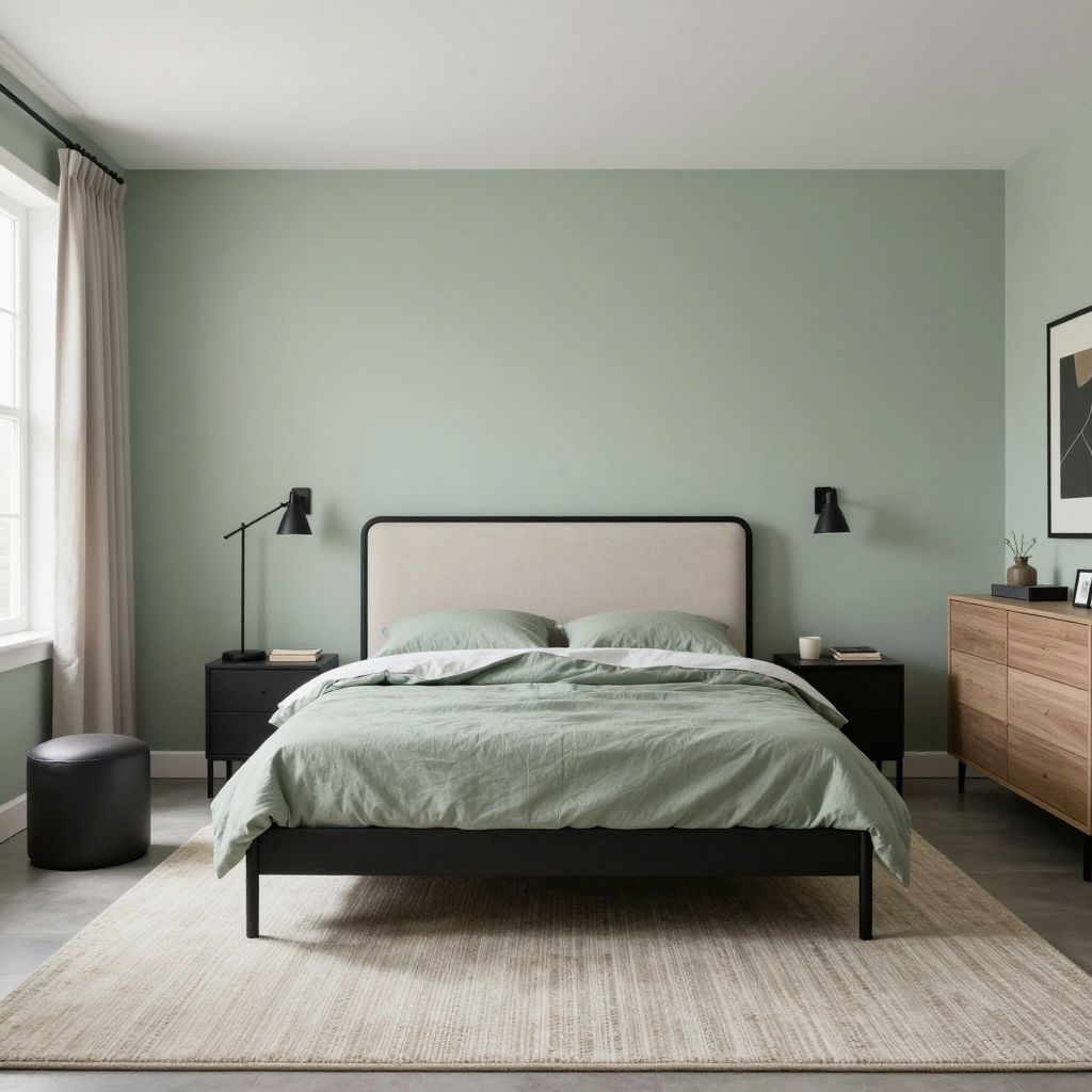 Sage green with black accents for modern balance