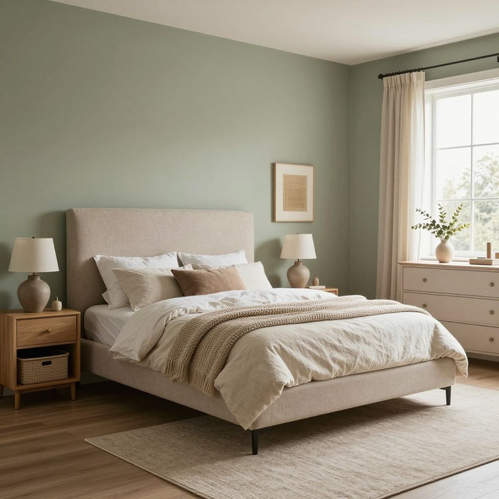 Sage green with layered neutrals