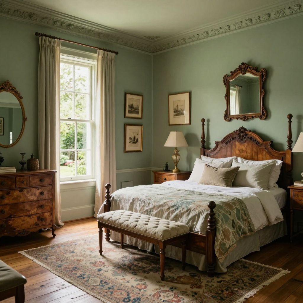 Sage green and vintage wood for character