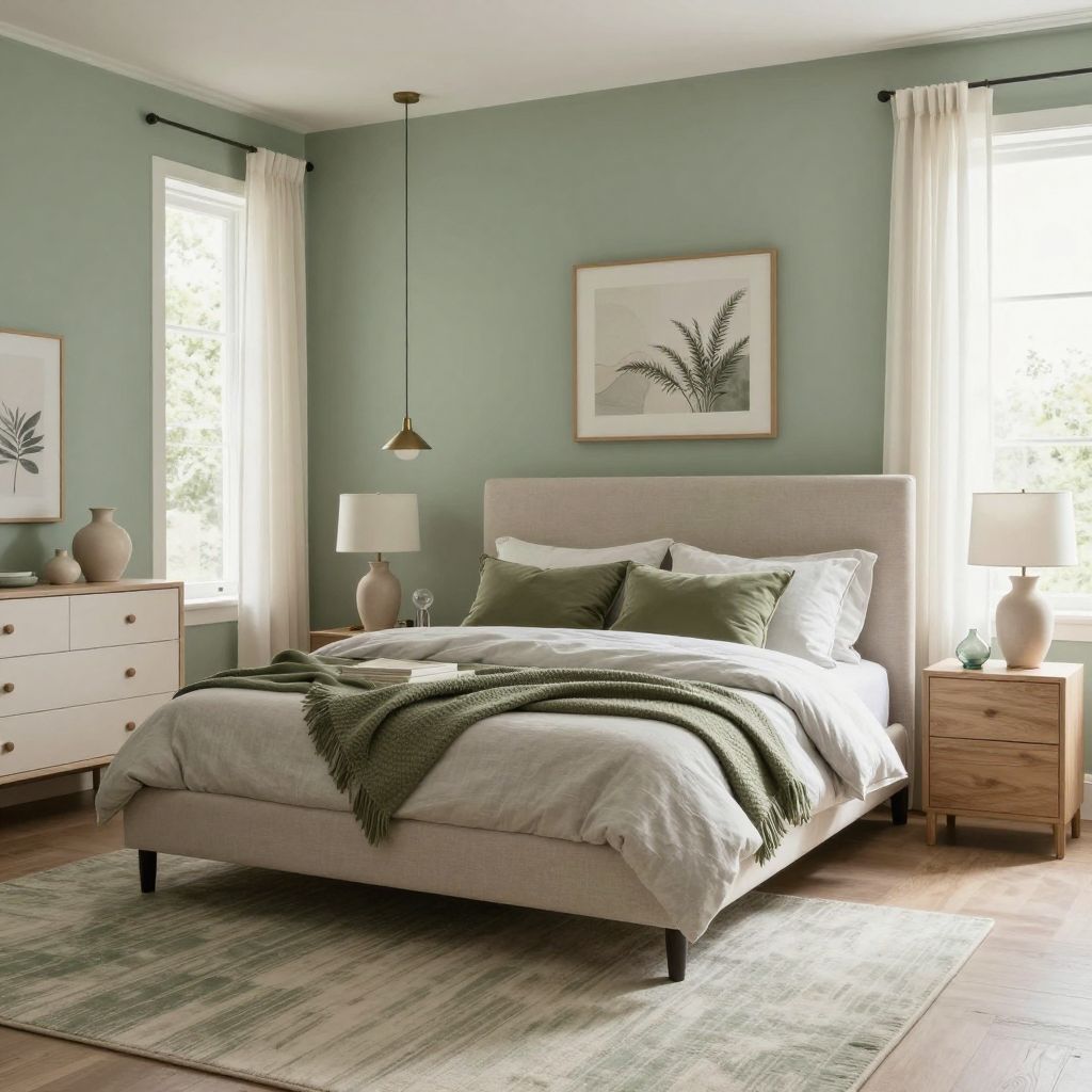 Sage green with layered green tones