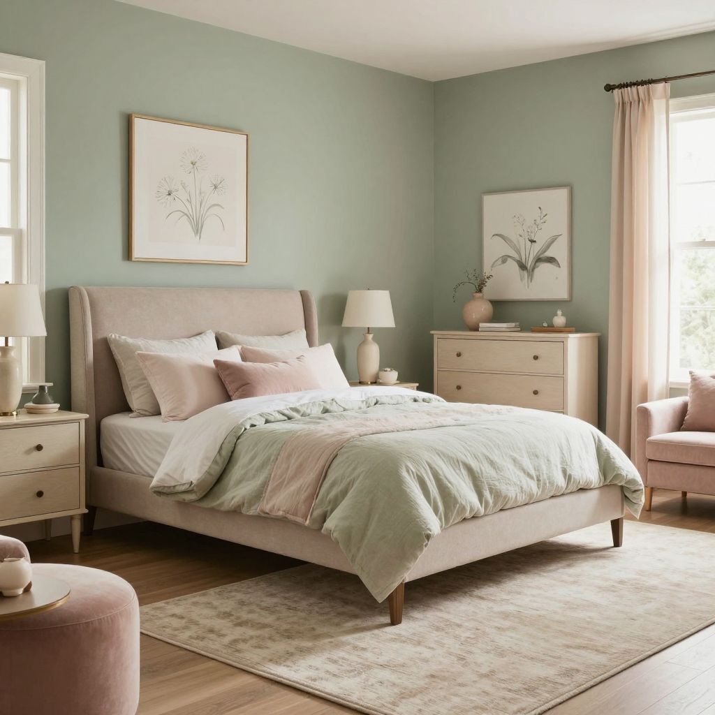 Sage and blush for a soft romantic bedroom