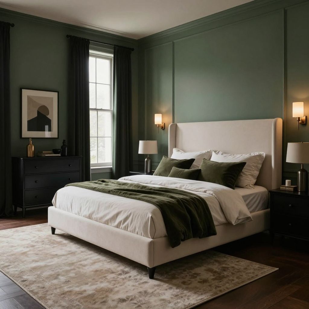 Darker sage walls with moody contrast
