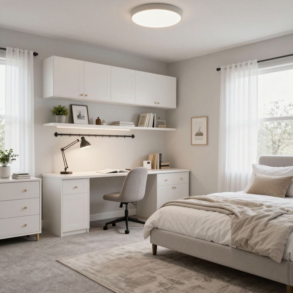 Teen bedroom ideas study focused room with built in desk wall