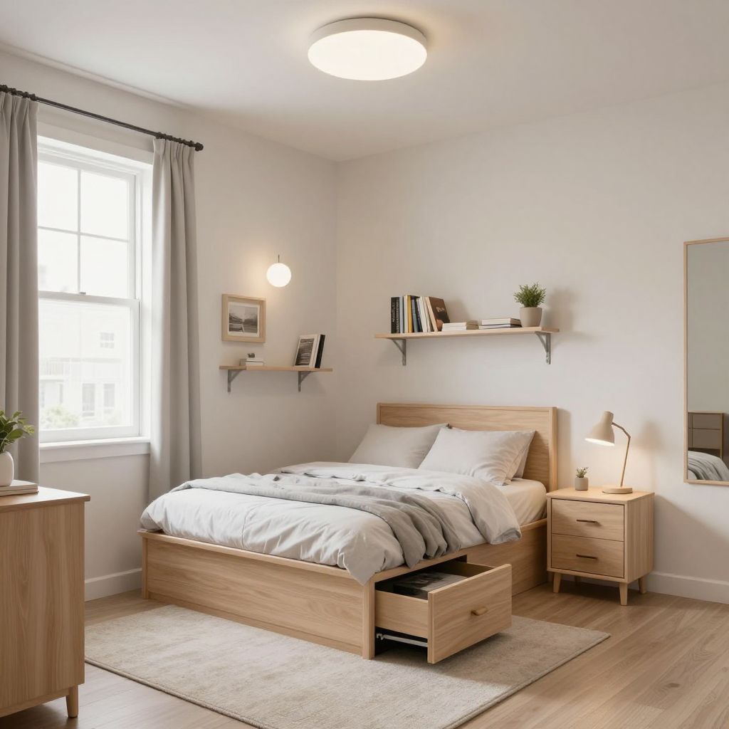 Small room smart layout teen boy bedroom idea