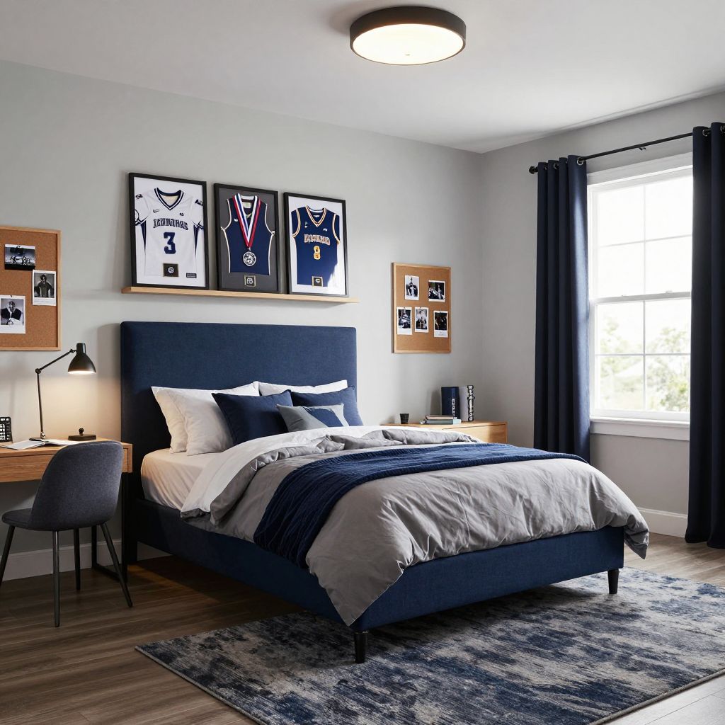 Sport inspired teen boy bedroom idea