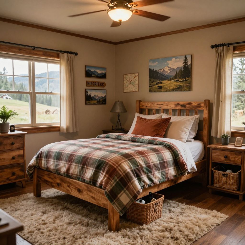 Rustic cabin feel teen boy bedroom idea