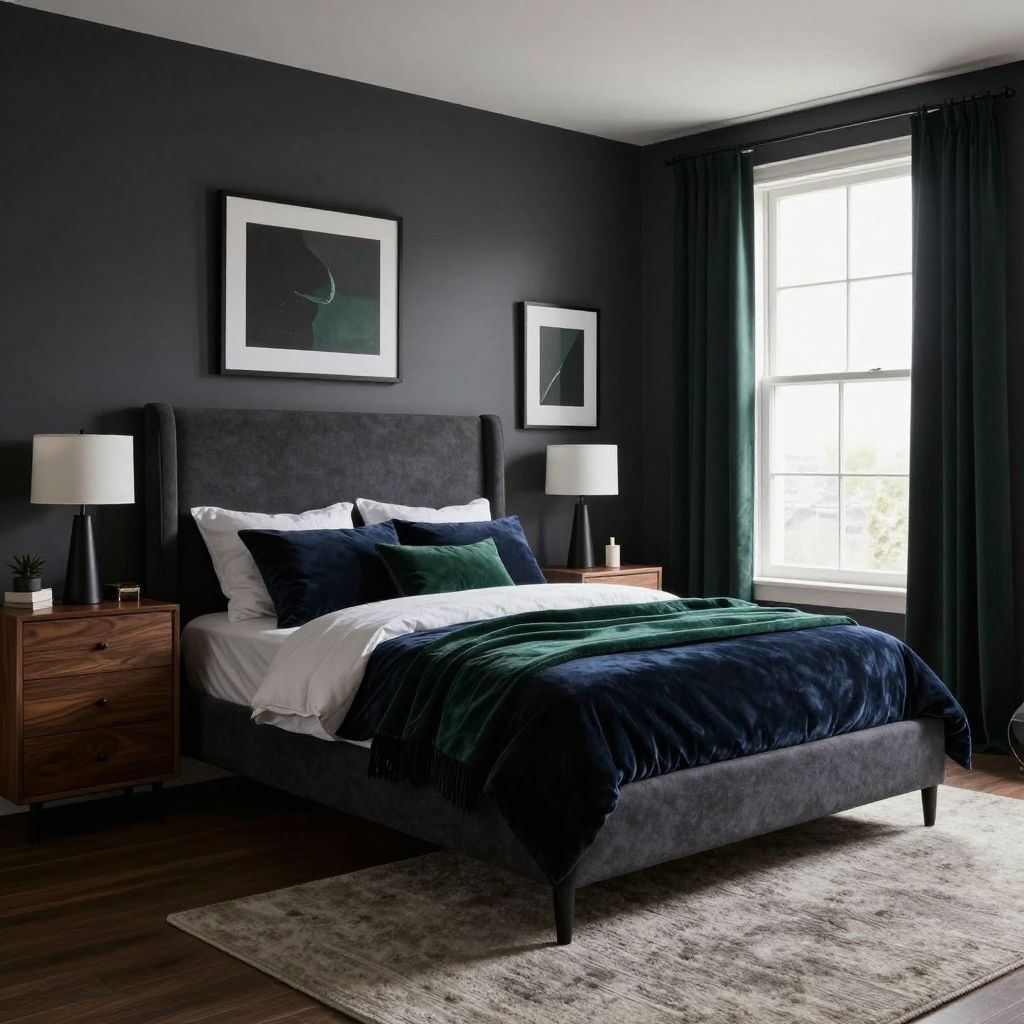 Dark moody teen boy bedroom idea