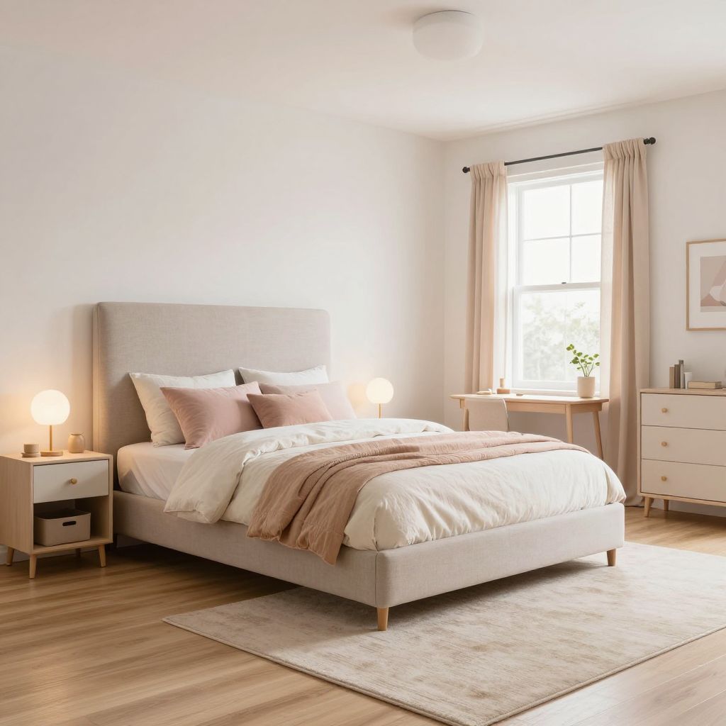 Soft neutral retreat teen girl bedroom idea