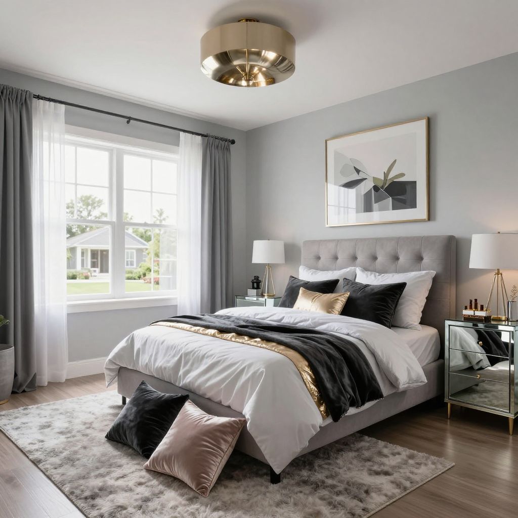 Modern glam look teen girl bedroom idea