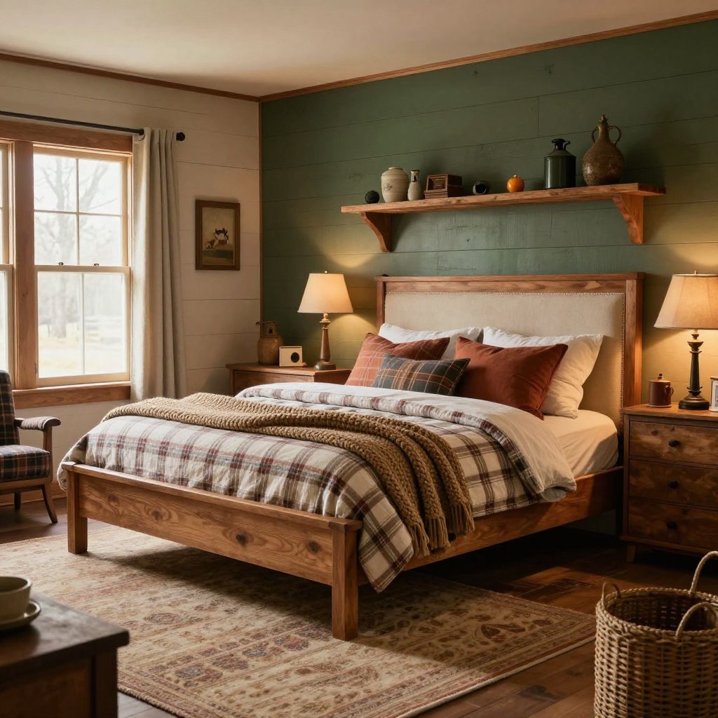 Cozy cabin teen girl bedroom with amber led lights