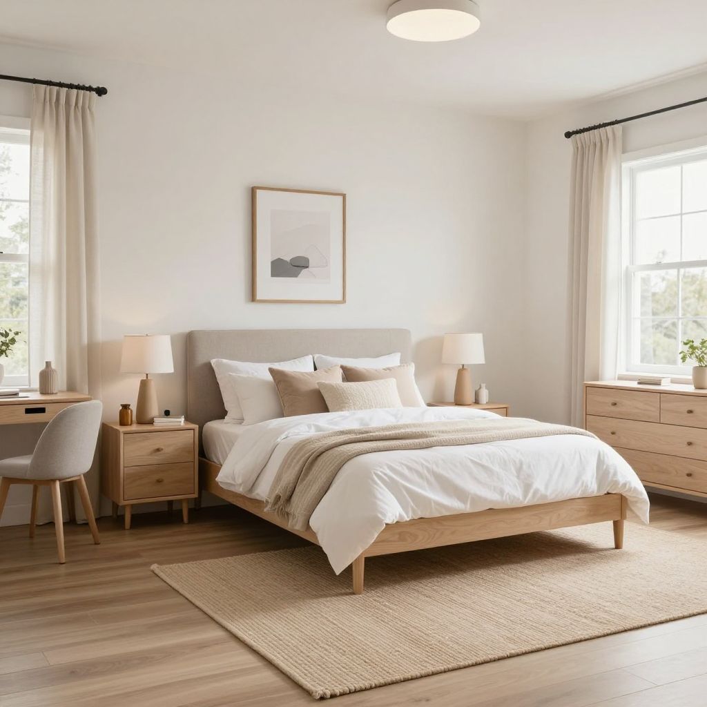 Soft neutral teenage girl bedroom idea
