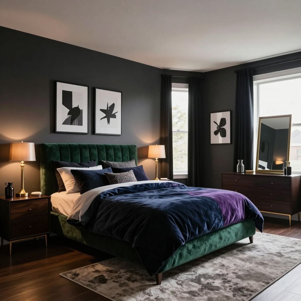 Moody jewel toned teenage girl bedroom idea