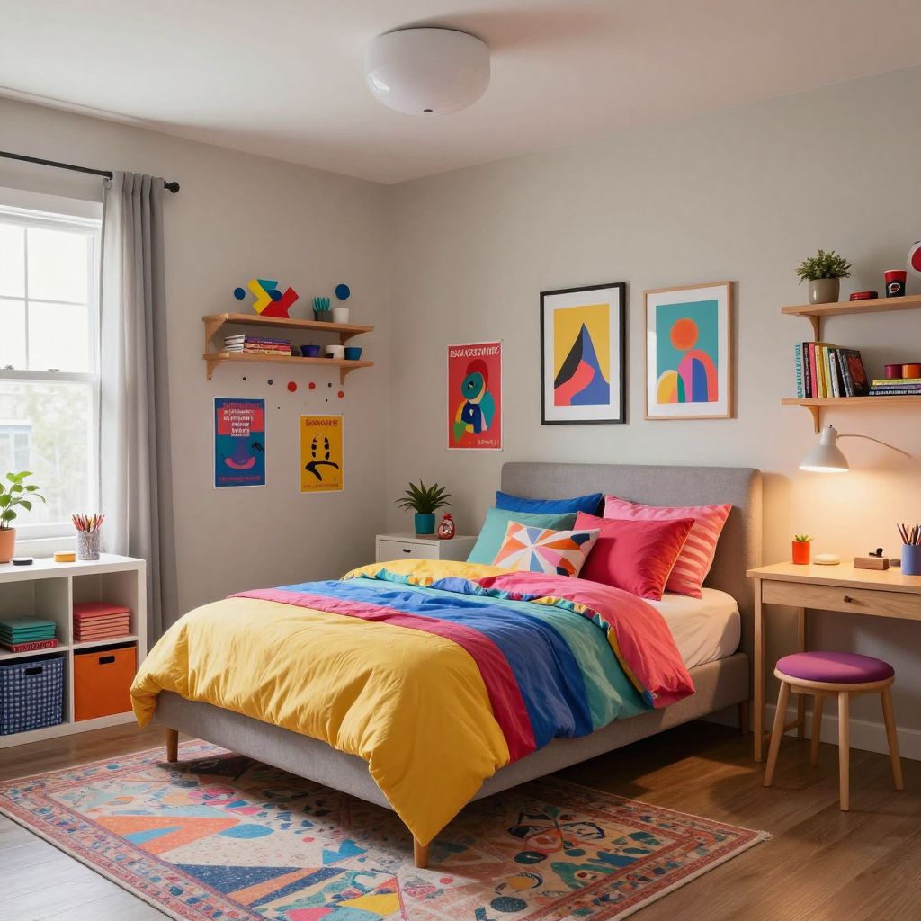 Colorful creative teenage girl bedroom idea