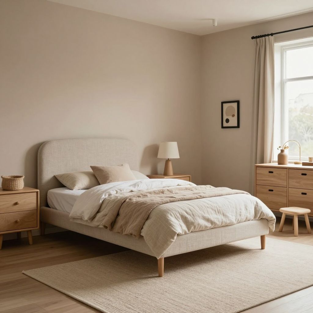 Soft neutral toddler bedroom with gentle contrast