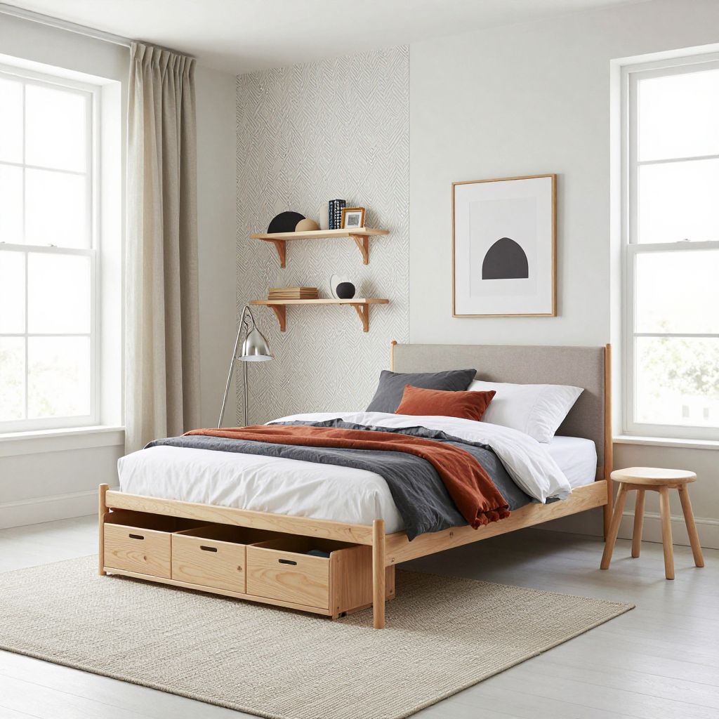 Modern toddler bedroom with geometric accents