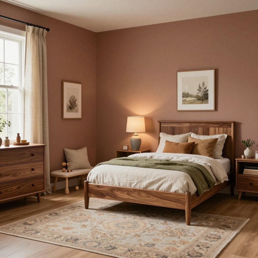 Earthy toddler bedroom with deep calming tones