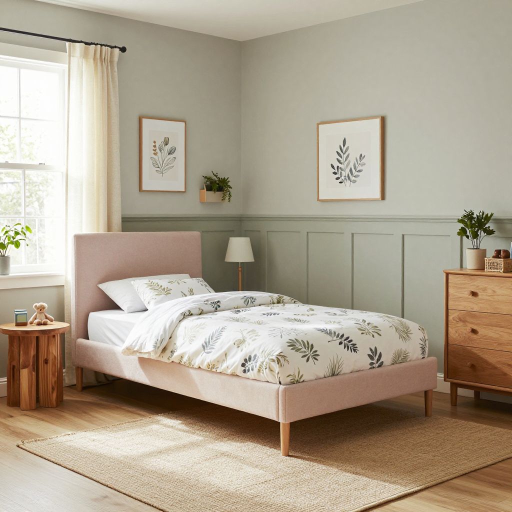 Nature inspired green and pink toddler girl bedroom