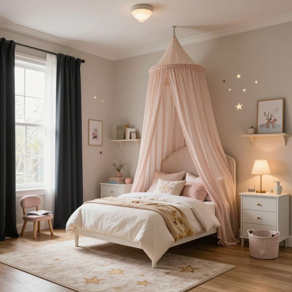 Whimsical canopy nook toddler girl bedroom