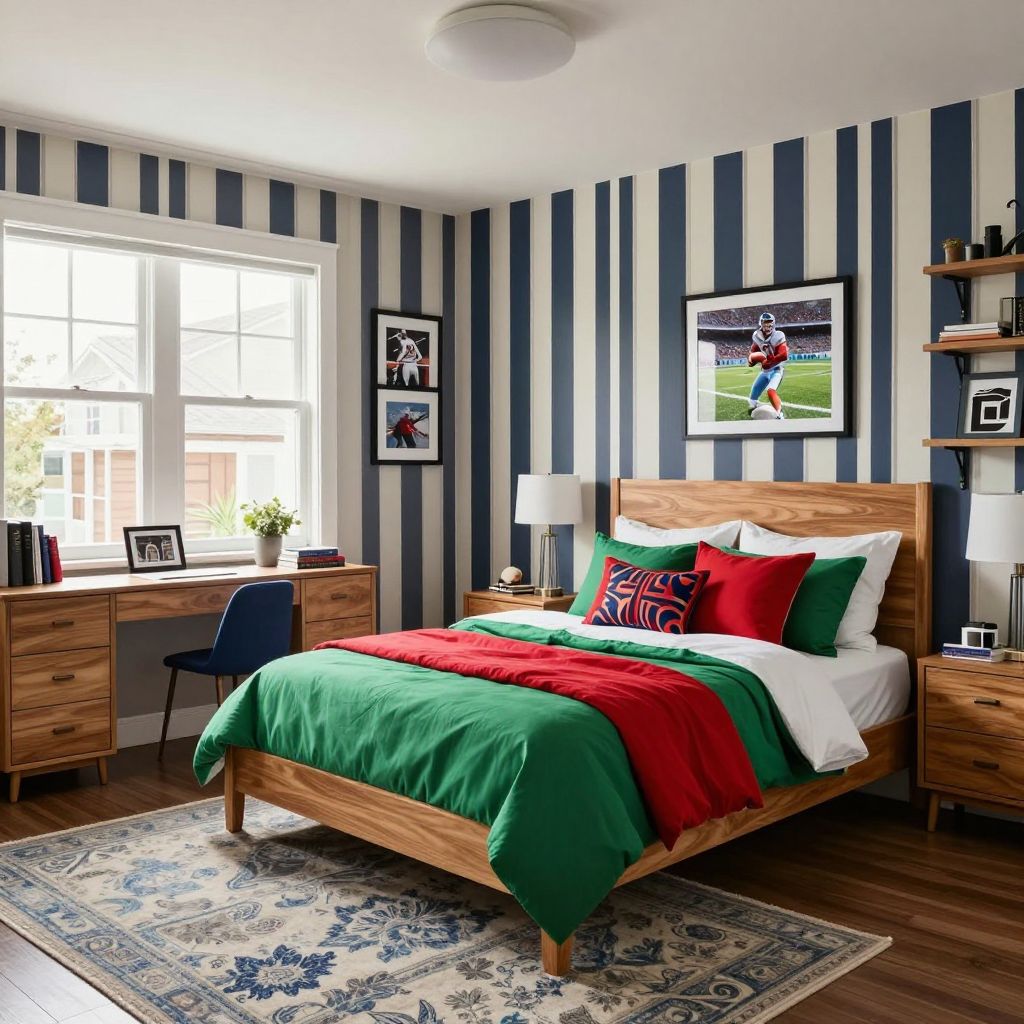 Athletic and preppy mix tween girl bedroom idea
