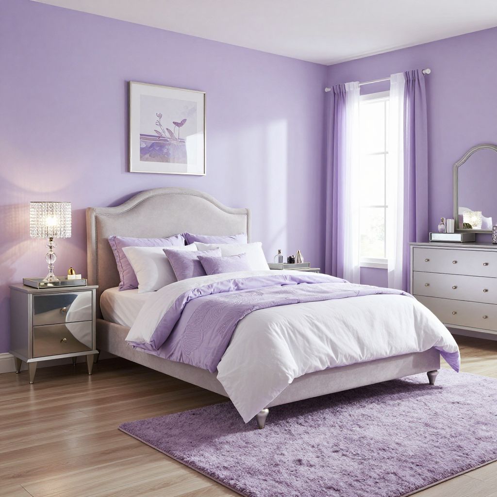 Pretty purple and silver sparkle tween girl bedroom idea