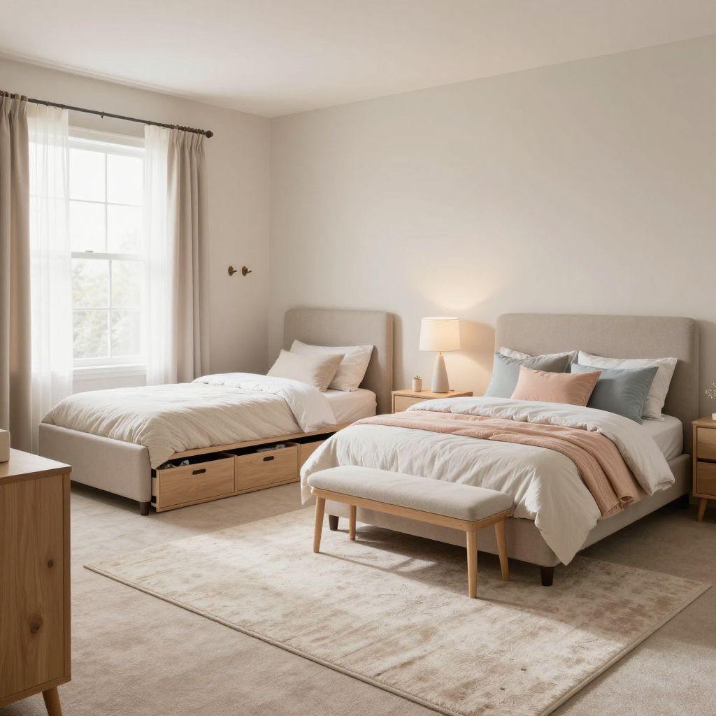 Space for sleep and friends tween girl bedroom idea