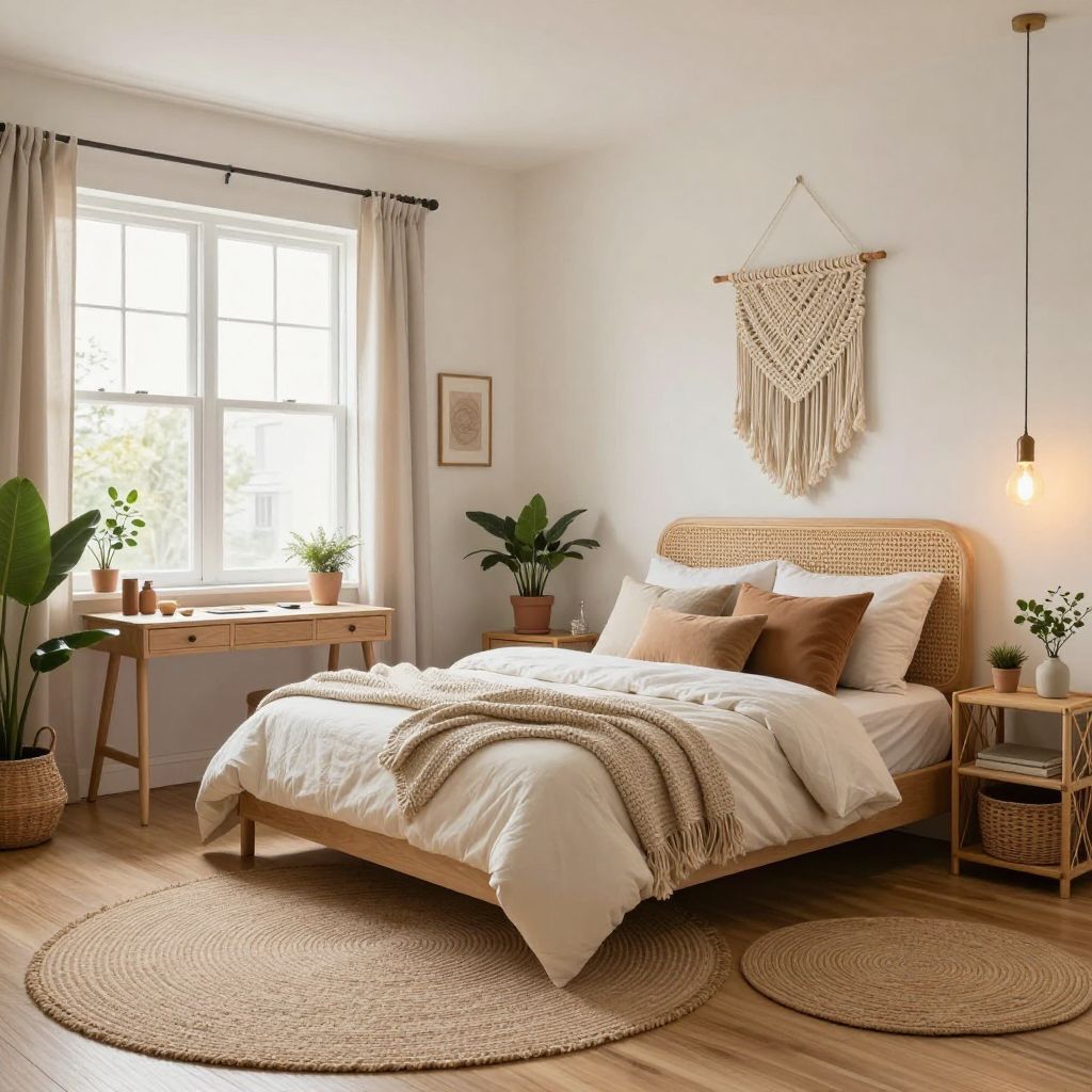 Cozy boho tween girl bedroom idea