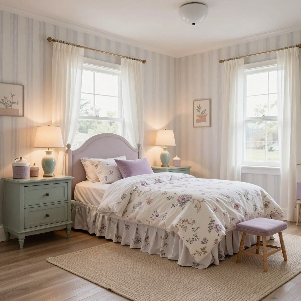 Sweet cottage style tween girl bedroom idea