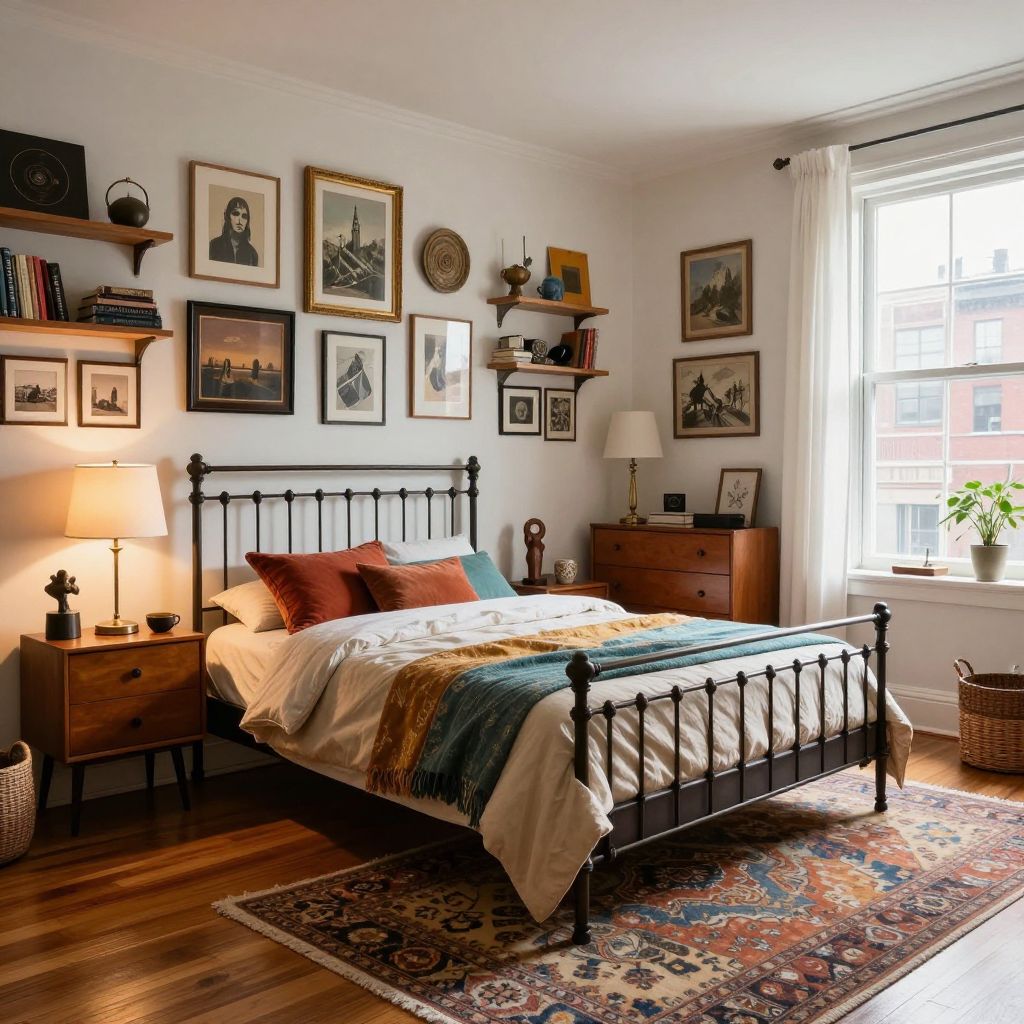 Eclectic vintage collector bedroom
